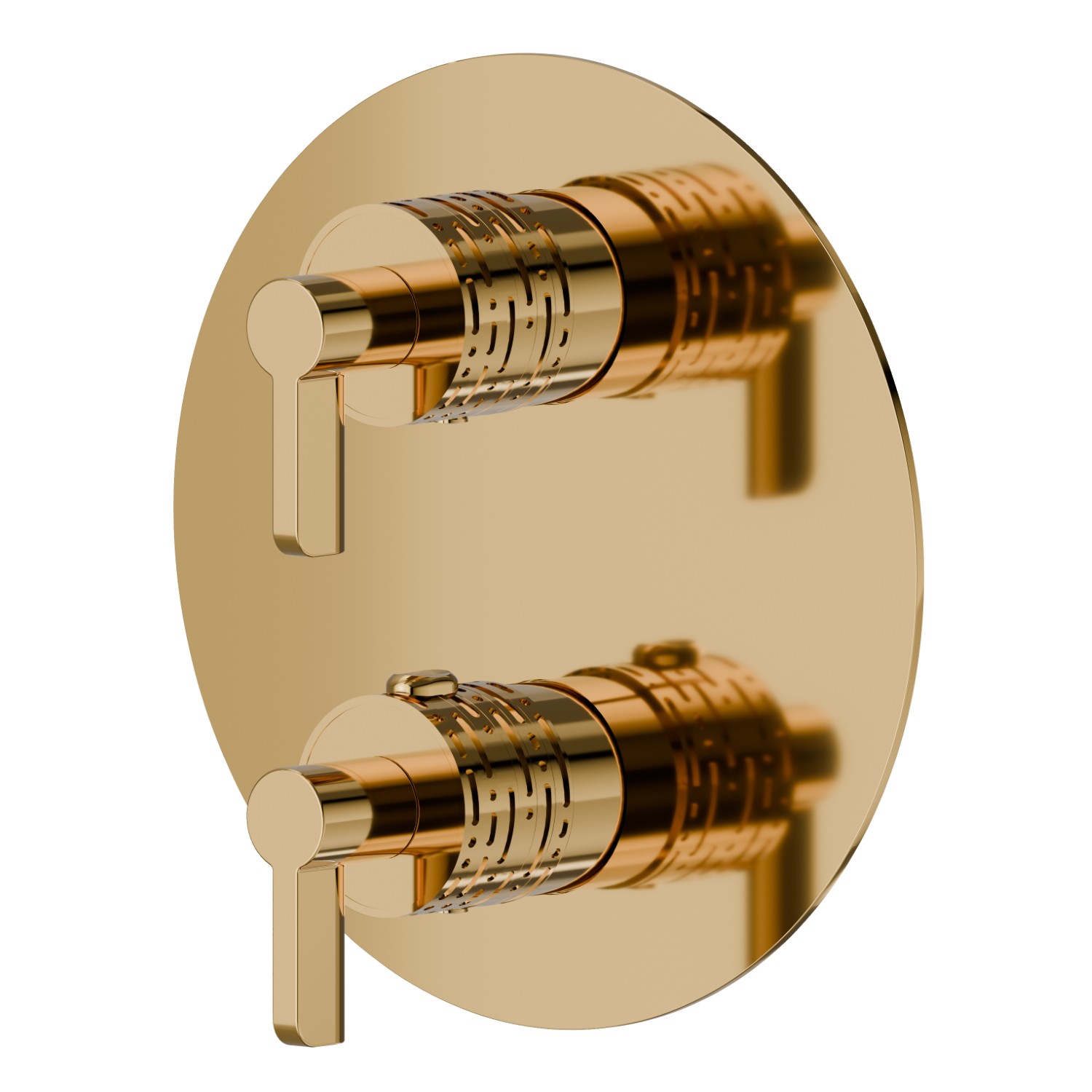Concealed thermostatic mixer, with one handle for temperature control and 2 ways out diverter. Ø170. External part. LUXURY - finish PVD Glossy Gold