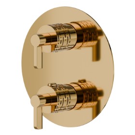 Concealed thermostatic mixer, with one handle for temperature control and 2 ways out diverter. Ø170. External part. LUXURY - finish PVD Glossy Gold