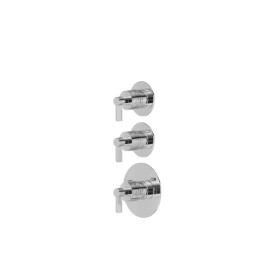 Miscelatore termostatico multiutenza ad incasso a 2 uscite. Ø70. LUXURY. Parte esterna. Ingressi ed uscite da 3/4” - finitura Cromo