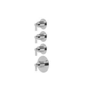 Miscelatore termostatico multiutenza ad incasso a 3 uscite. Ø70. Parte esterna. LUXURY. Ingressi ed uscite da 3/4”.  - finitura Cromo