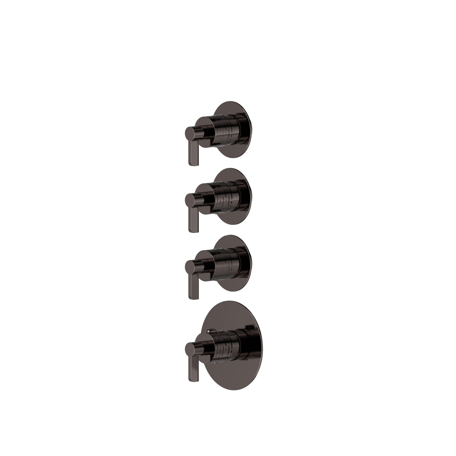 3-wege thermostatischer einbaumischer für multifunktion. 3/4” ein- und ausgänge. Ø70. Außenteil. LUXURY - oberfläche PVD Gun Metal
