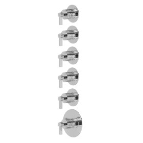 Miscelatore termostatico multiutenza ad incasso a 5 uscite. Ø70. Parte esterna. LUXURY. Ingressi ed uscite da 3/4” - finitura Cromo