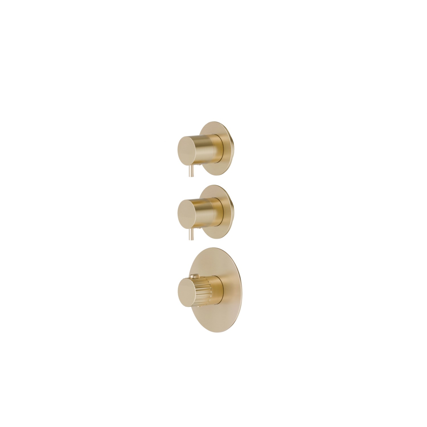 Mitigeurs de douche thermostatiques à encastrer 2 sorties - finition PVD Brushed Pale Gold