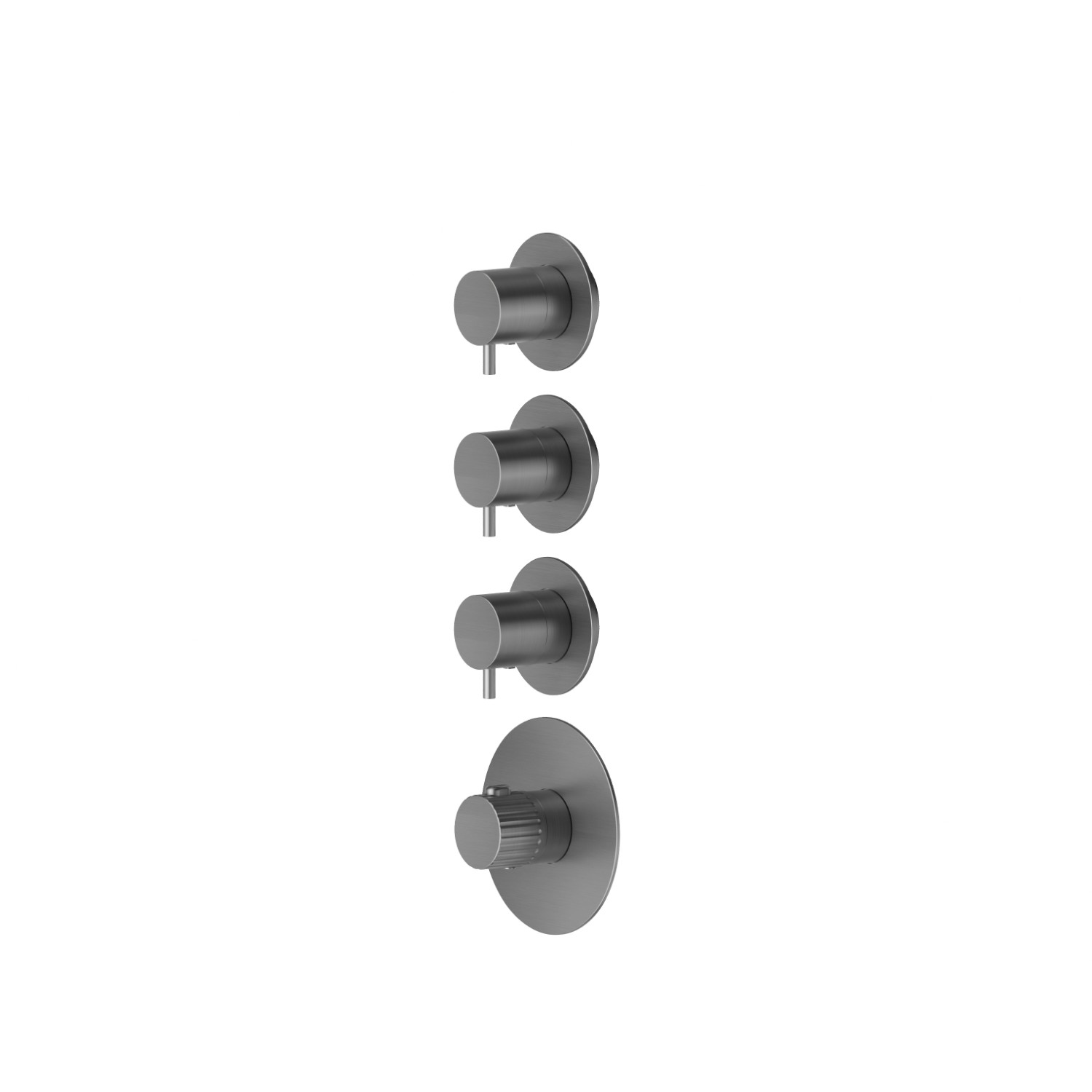 Mitigeurs de douche thermostatiques à encastrer 3 sorties - finition PVD Brushed Gun Metal