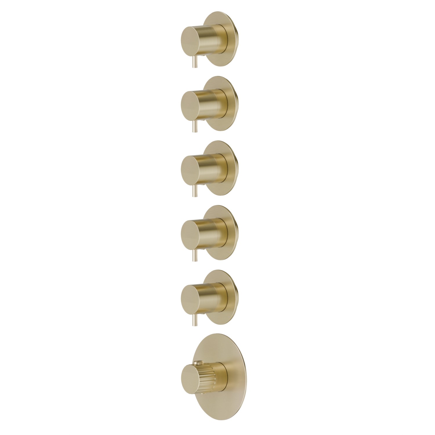 Miscelatore termostatico multiutenza ad incasso a 5 uscite - finitura PVD Brushed Pale Gold