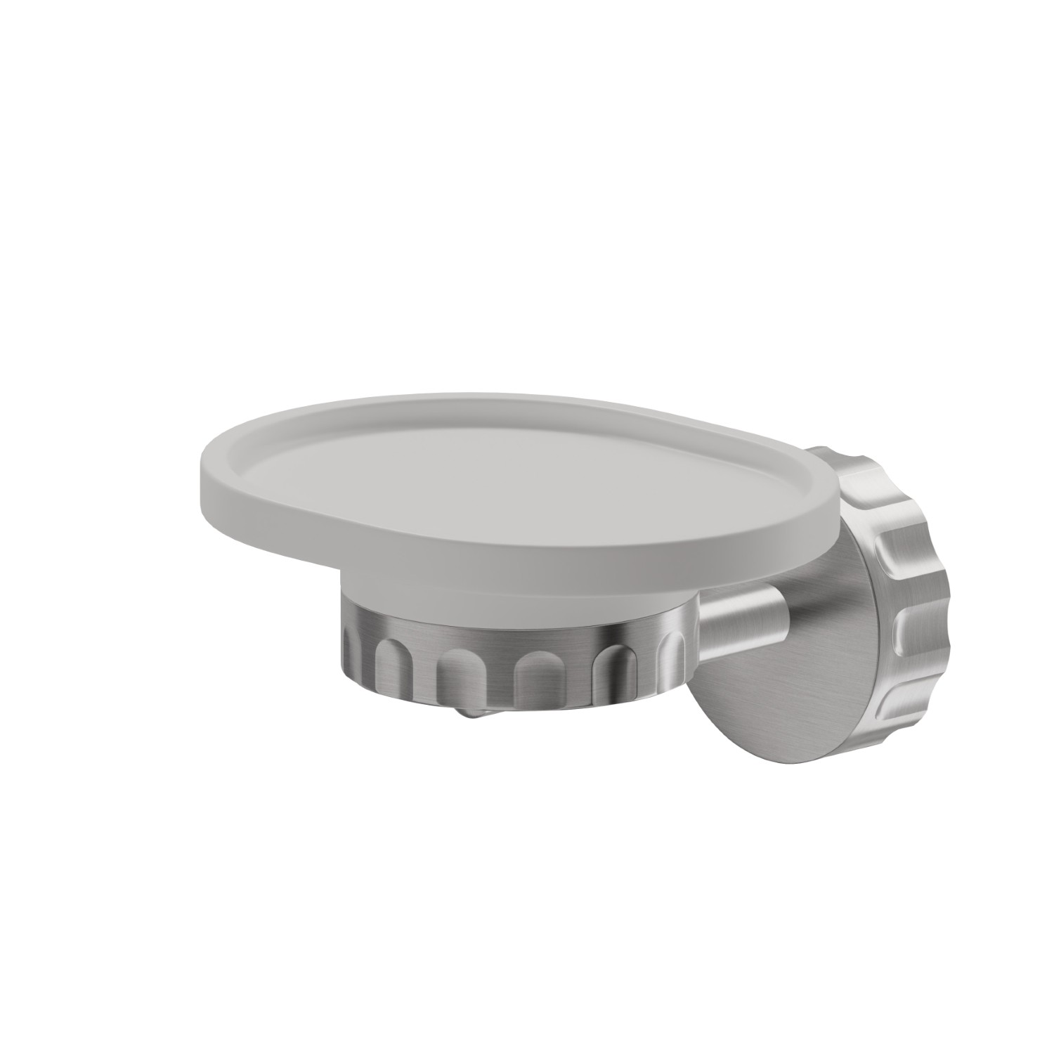 Wall-mounted soap dish. White resin - finish PVD Brushed steel