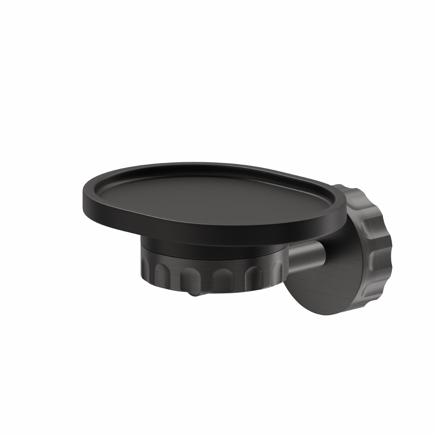 Wandmontierter Seifenhalter. Schwarzes harz - oberfläche PVD  Gun Metal gebürstet