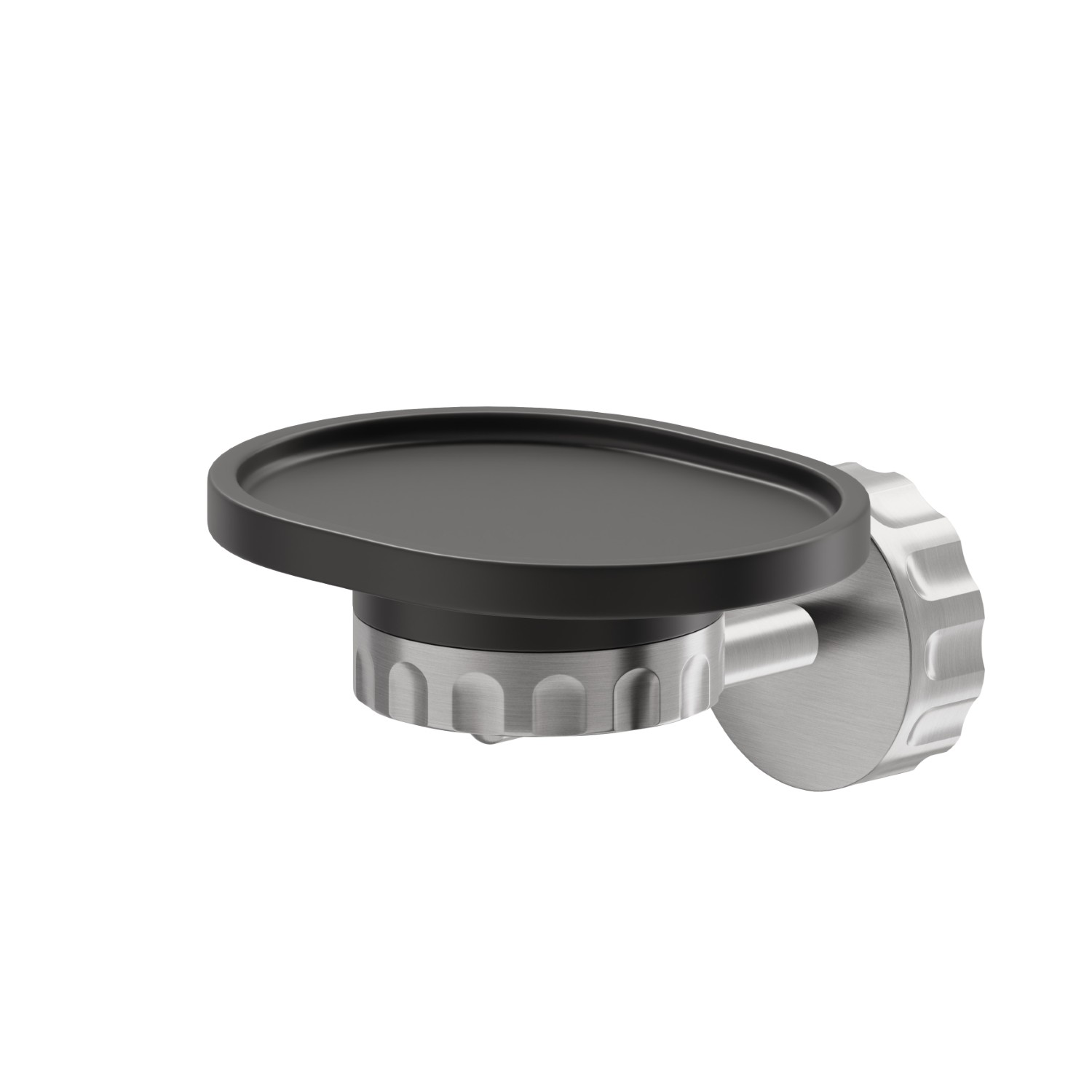 Wall-mounted soap dish. Black resin - finish PVD Brushed steel