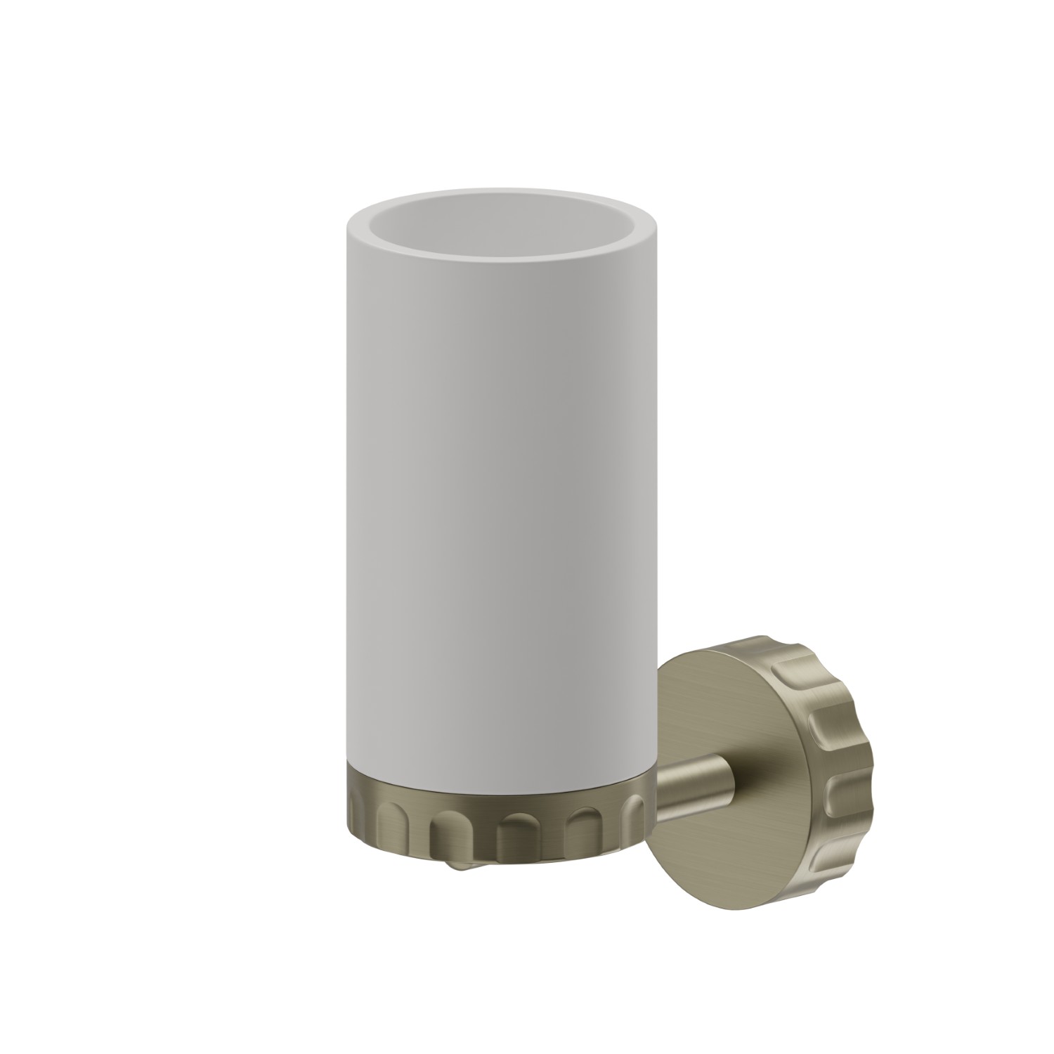 Porta bicchiere a muro. Resina Bianca - finitura PVD Brushed Pale Gold