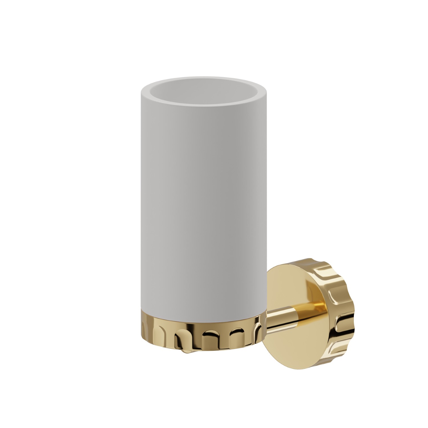 Porta bicchiere a muro. Resina Bianca - finitura PVD Glossy Gold
