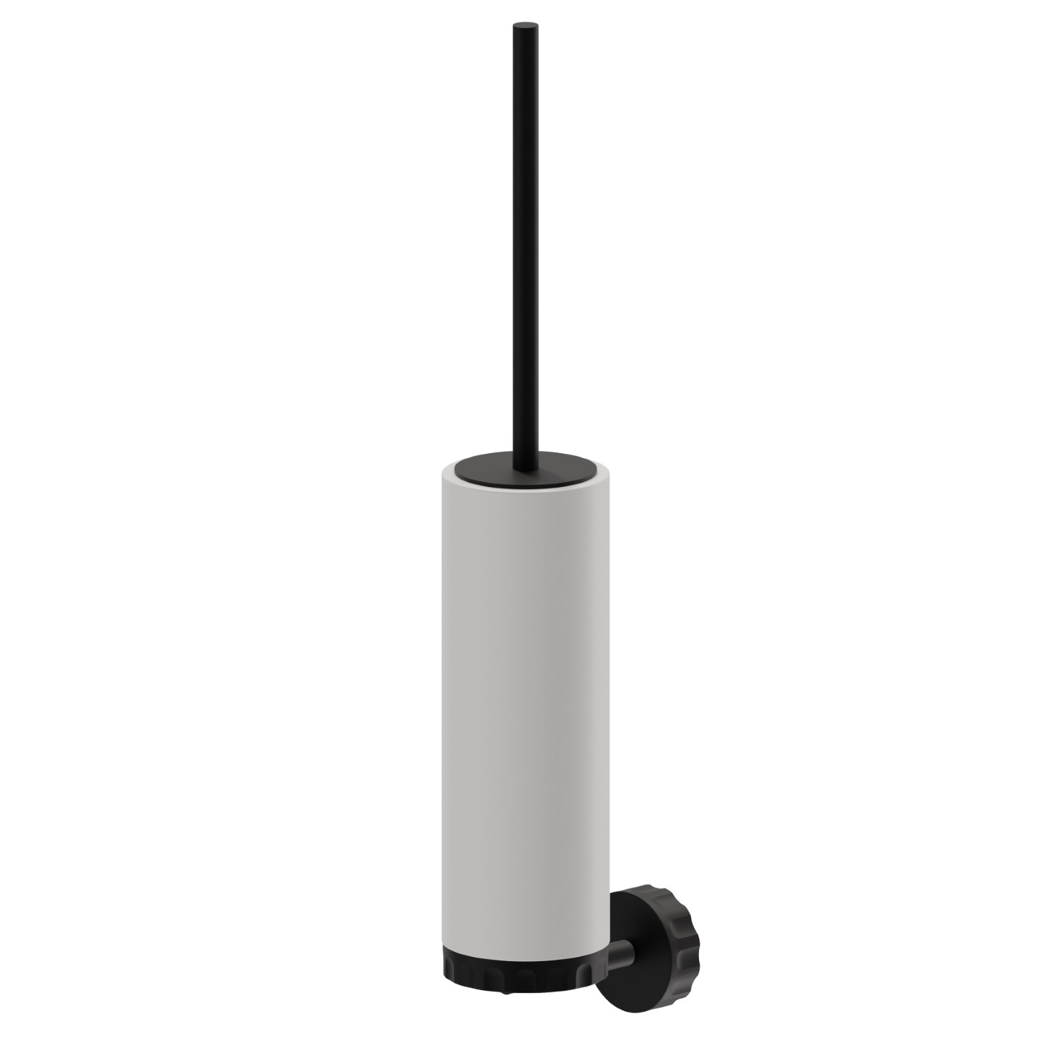 Porte-brosse de toilette murale avec brosse. Résine blanche - finition Matt Black