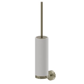 Porta scopino a muro con scopino. Resina Bianca - finitura PVD Brushed Pale Gold