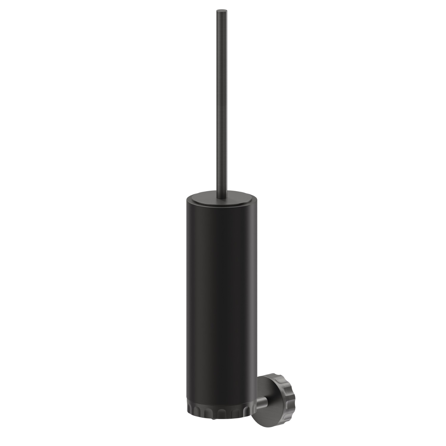 Porte-brosse de toilette murale avec brosse. Résine noire - finition PVD Brushed Gun Metal