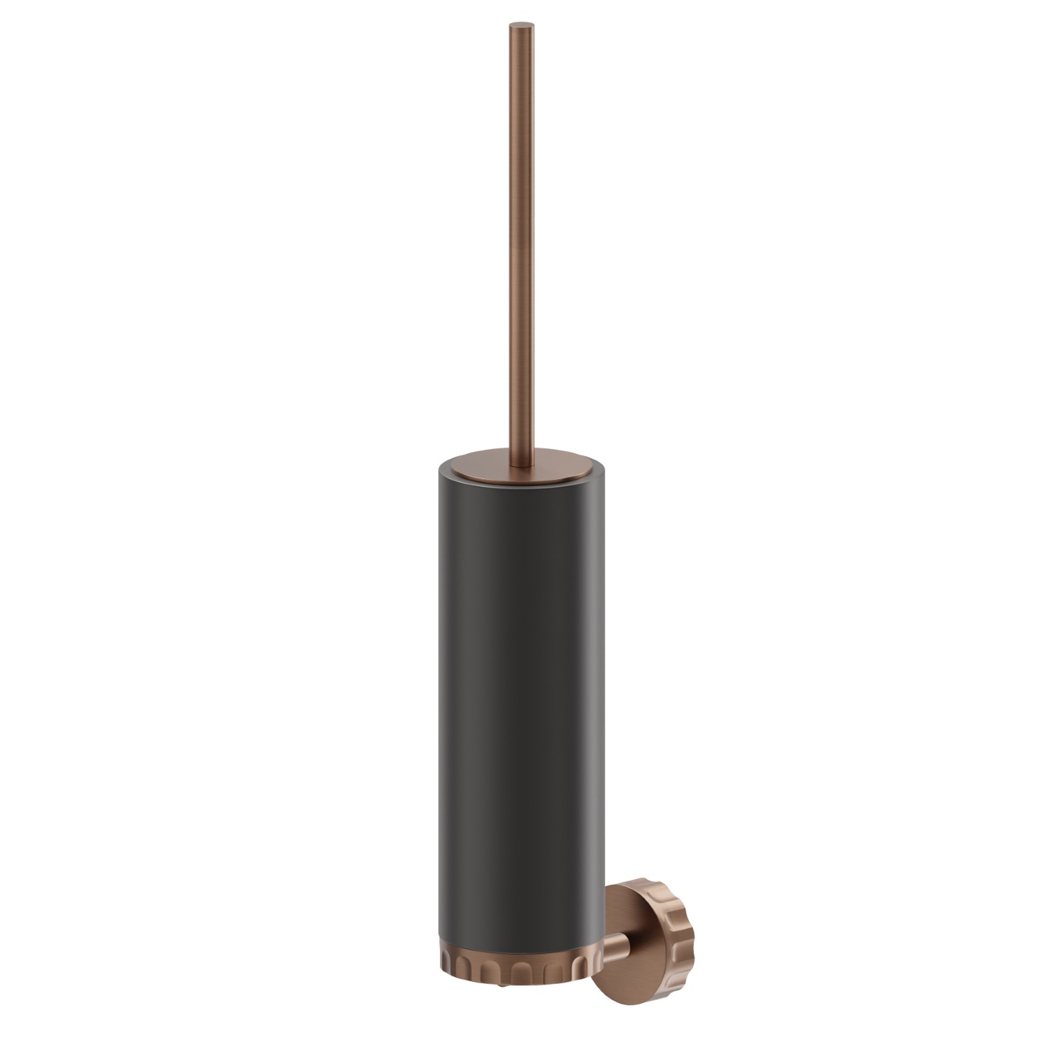 Porta scopino a muro con scopino. Resina Nera - finitura PVD Brushed Copper Bronze