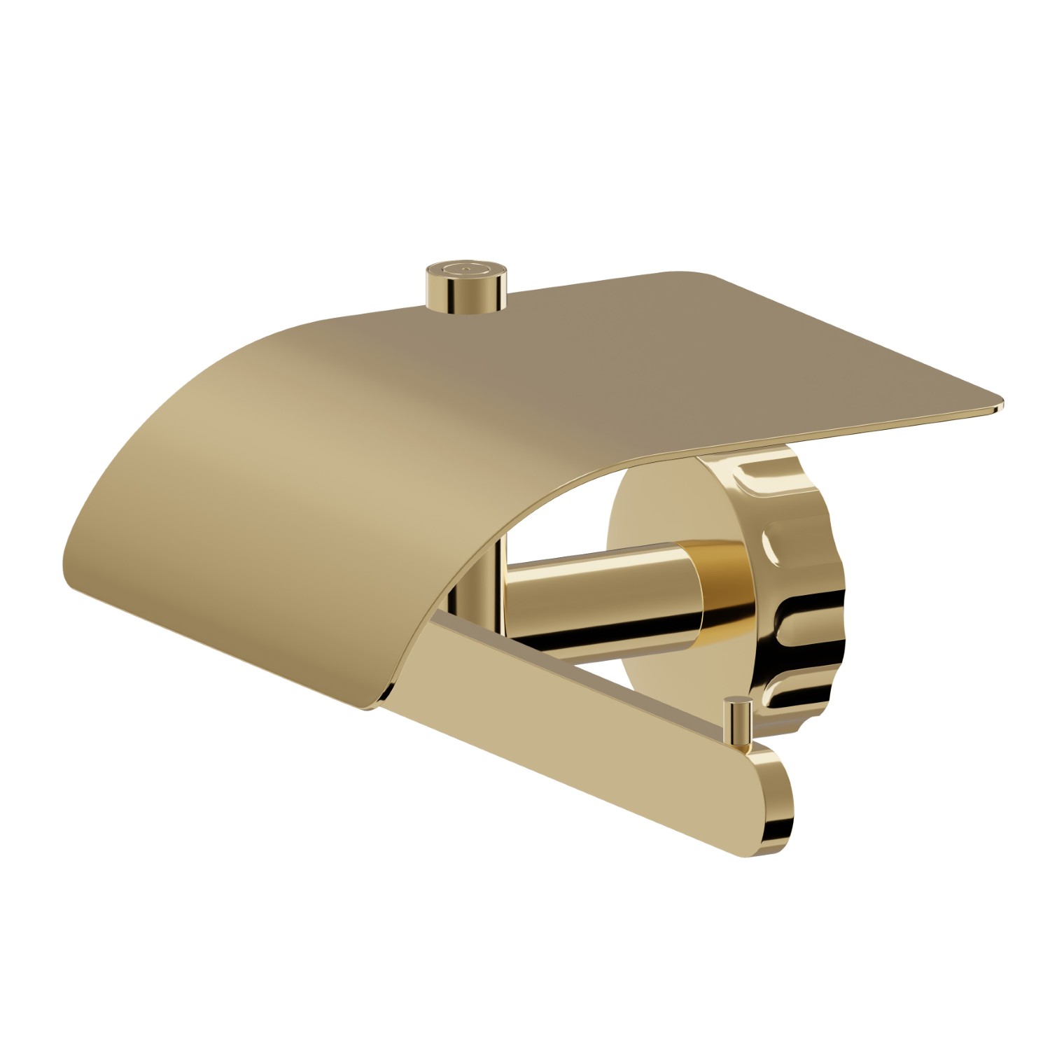 Porta rotolo a muro versione destra con coperchio - finitura PVD Glossy Gold