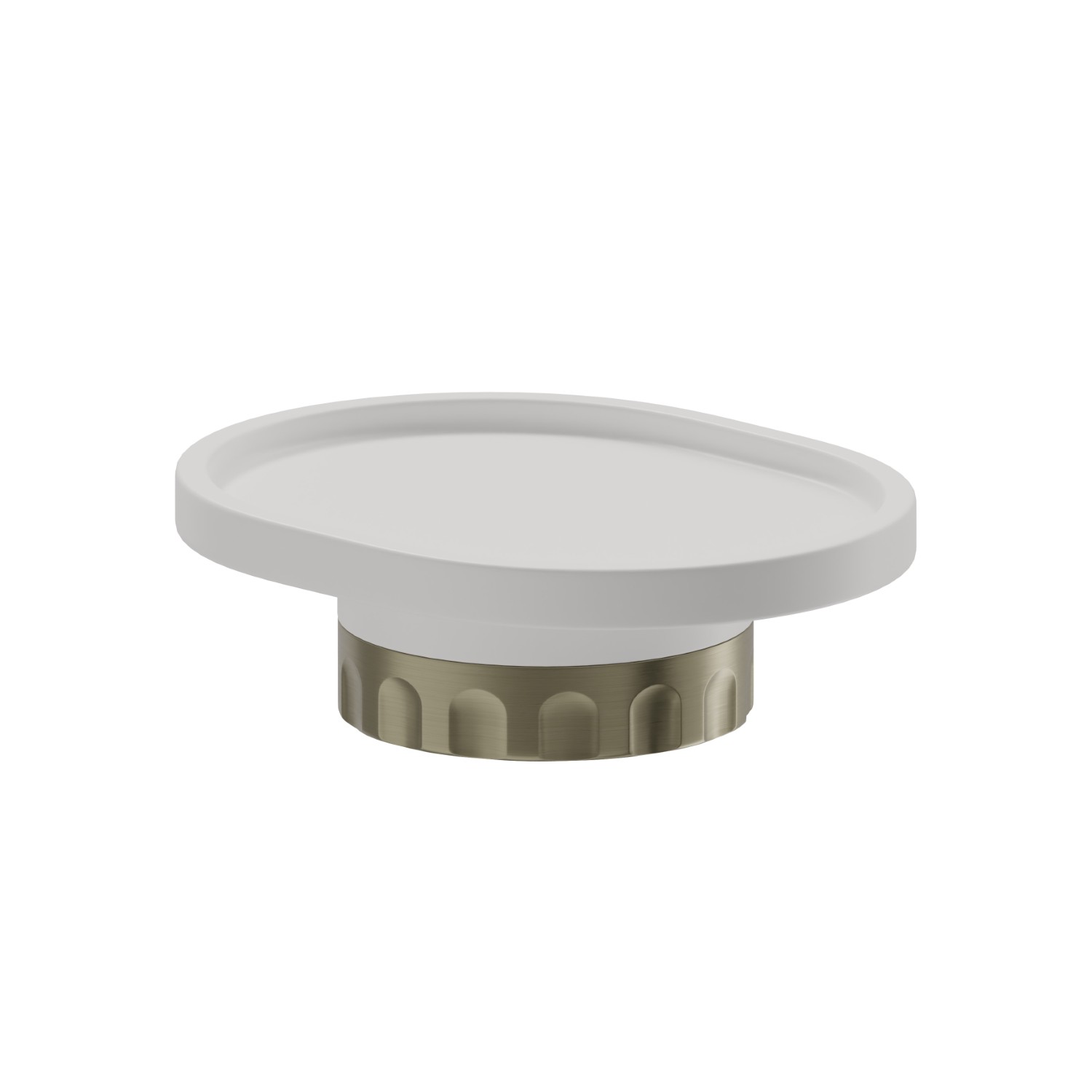 Porta sapone da appoggio. Resina Bianca - finitura PVD Brushed Pale Gold