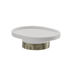 Porta sapone da appoggio. Resina Bianca - finitura PVD Brushed Pale Gold