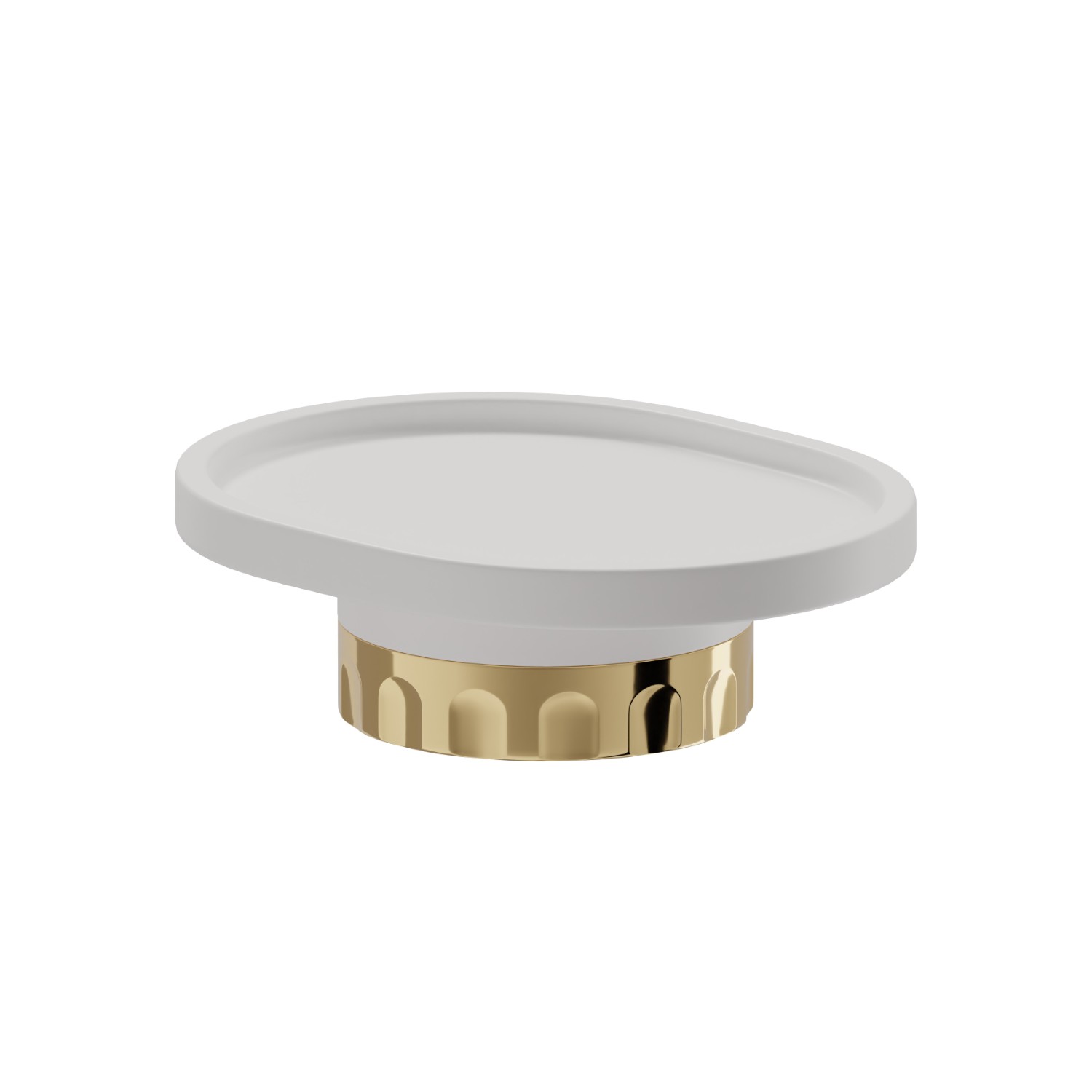 Porta sapone da appoggio. Resina Bianca - finitura PVD Glossy Gold