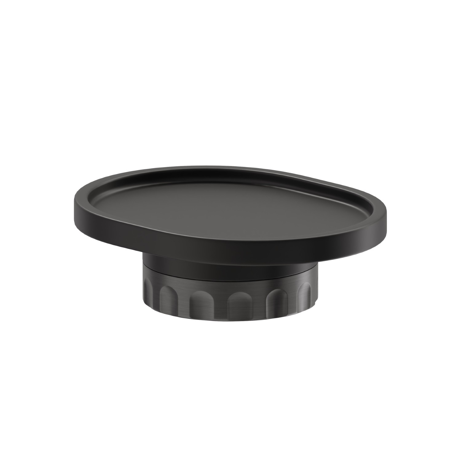 Porta sapone da appoggio. Resina Bianca - finitura PVD Brushed Gun Metal