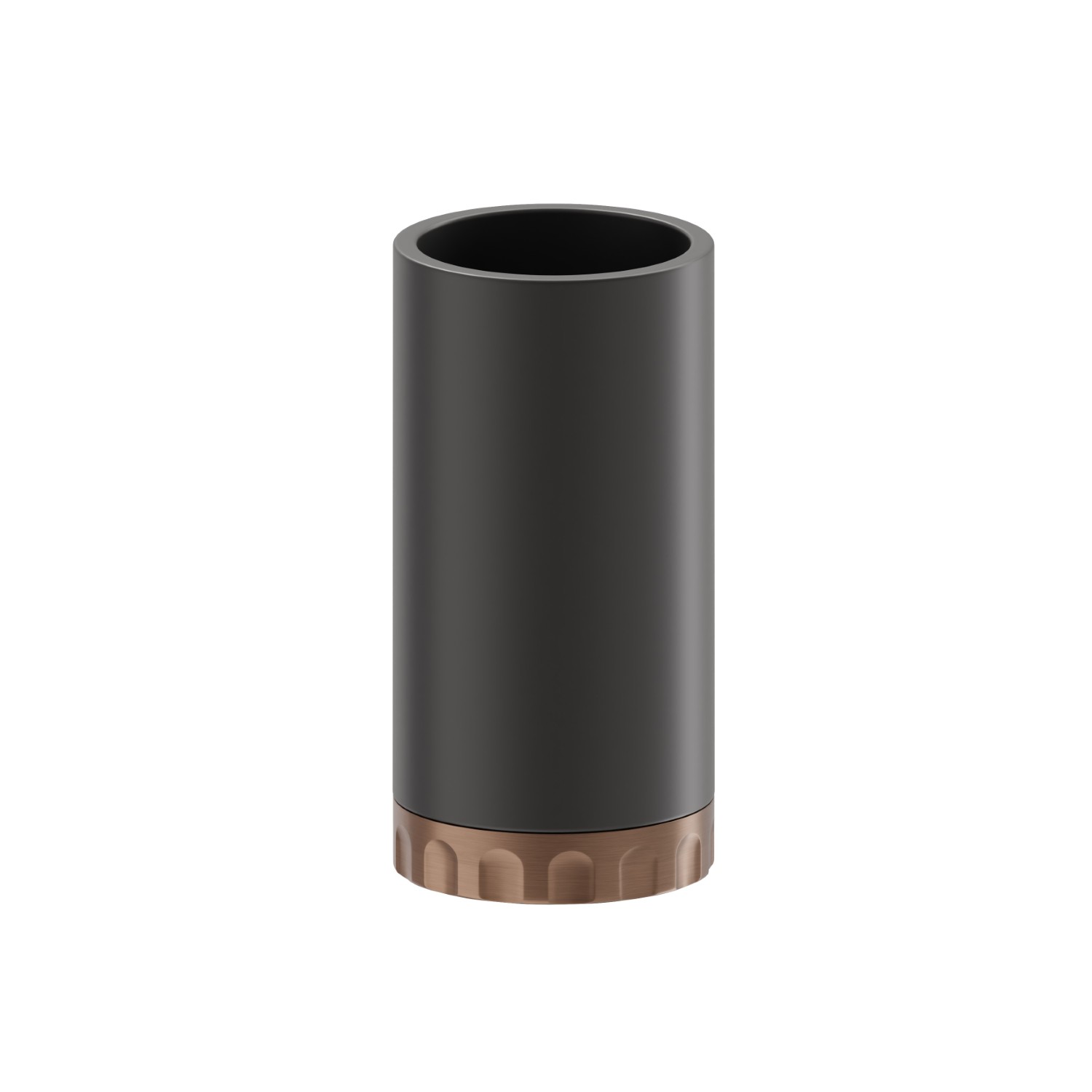 Bicchiere da appoggio. Resina Nera - finitura PVD Brushed Copper Bronze