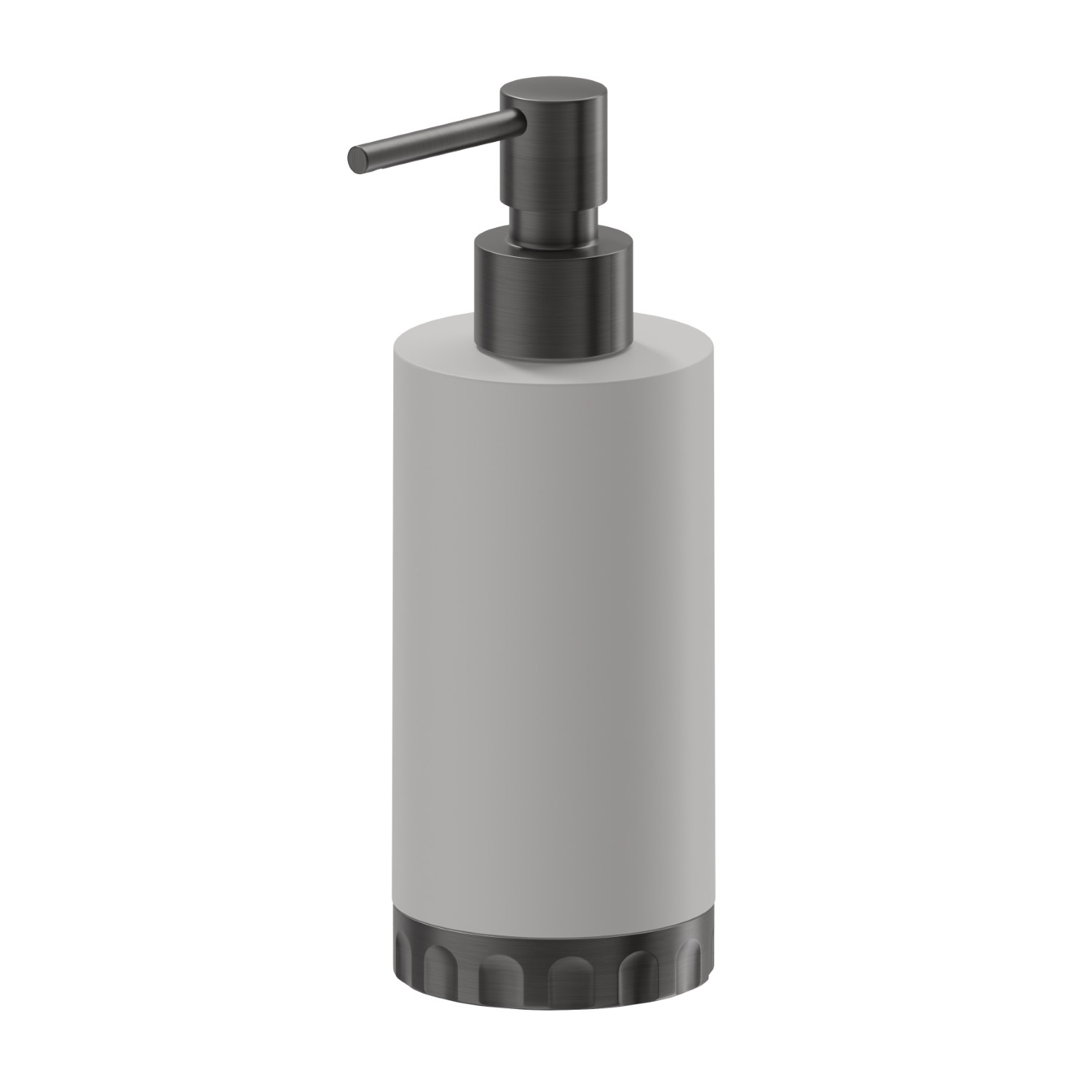 Distributeur de savon. Résine blanche - finition PVD Brushed Gun Metal