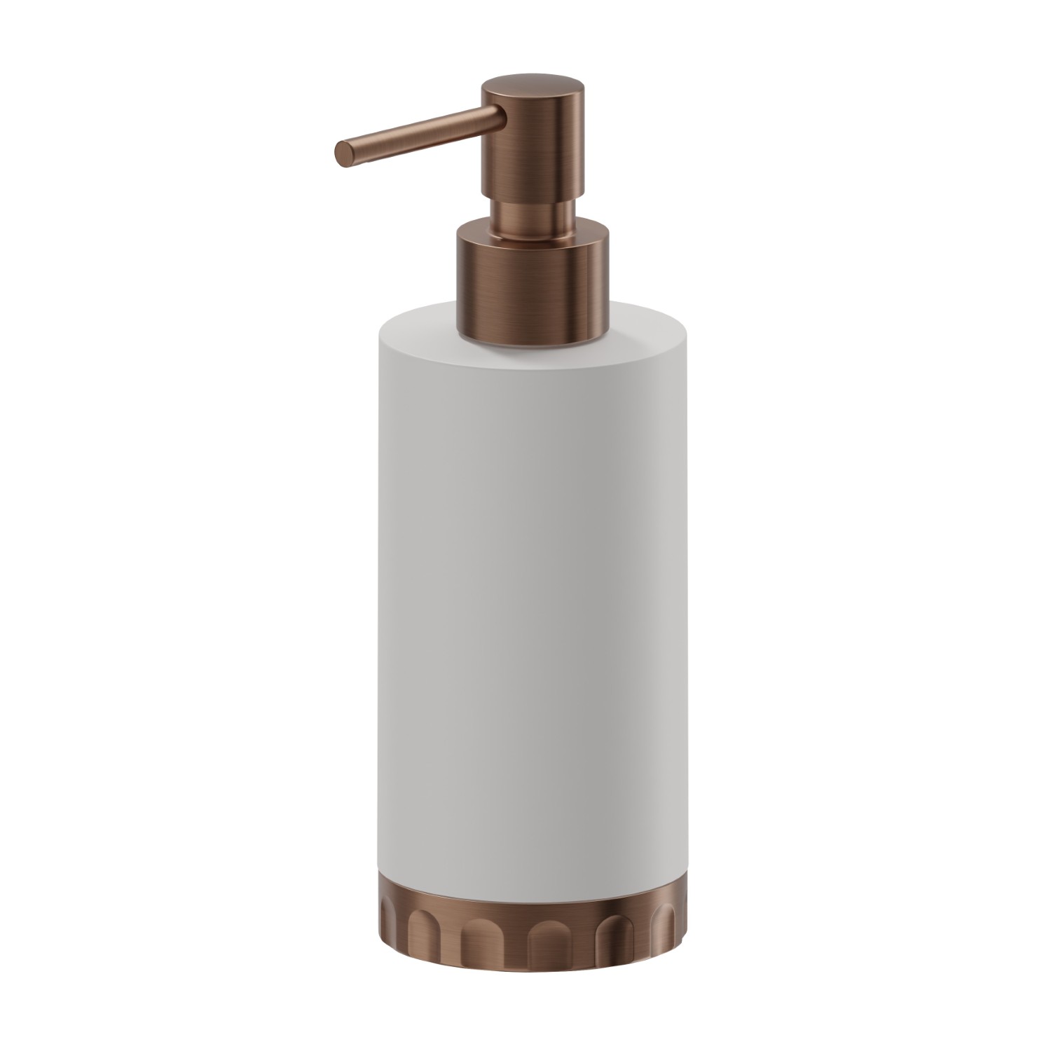 Distributeur de savon. Résine blanche - finition PVD Brushed Copper Bronze