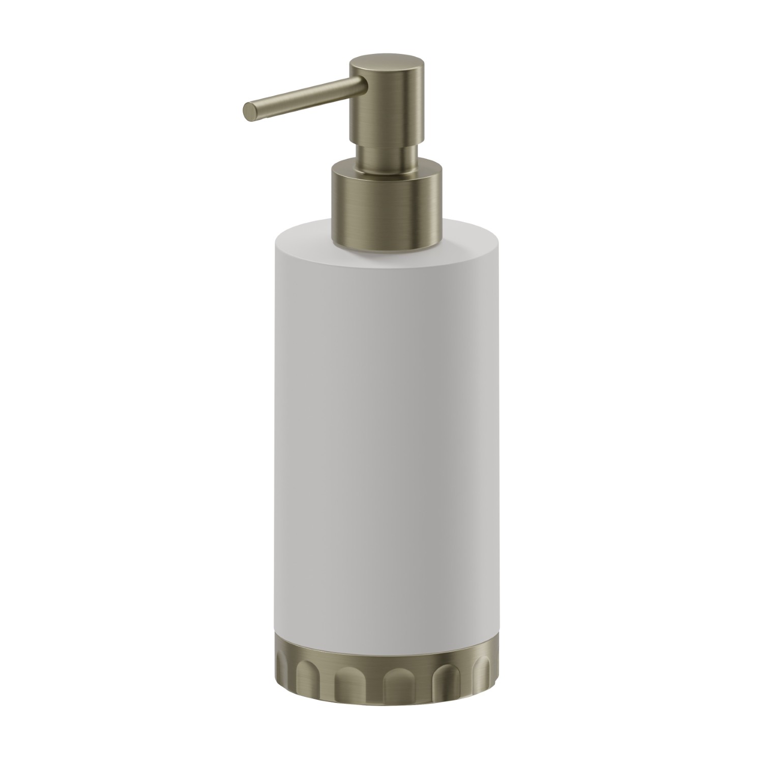 Dosa sapone da appoggio. Resina Bianca - finitura PVD Brushed Pale Gold