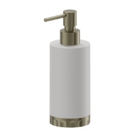 Dosa sapone da appoggio. Resina Bianca - finitura PVD Brushed Pale Gold