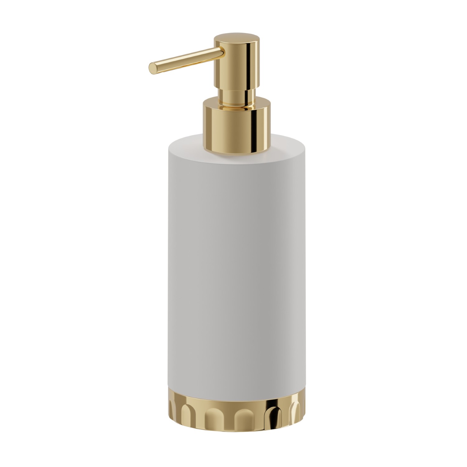 Dosa sapone da appoggio. Resina Bianca - finitura PVD Glossy Gold