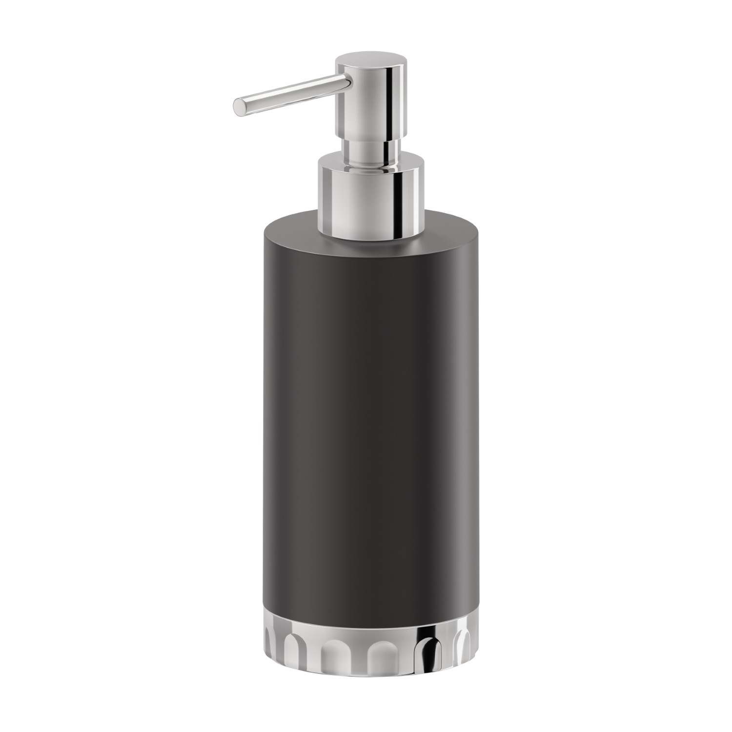 Freestanding soap dispenser. Black resin - finish Chrome