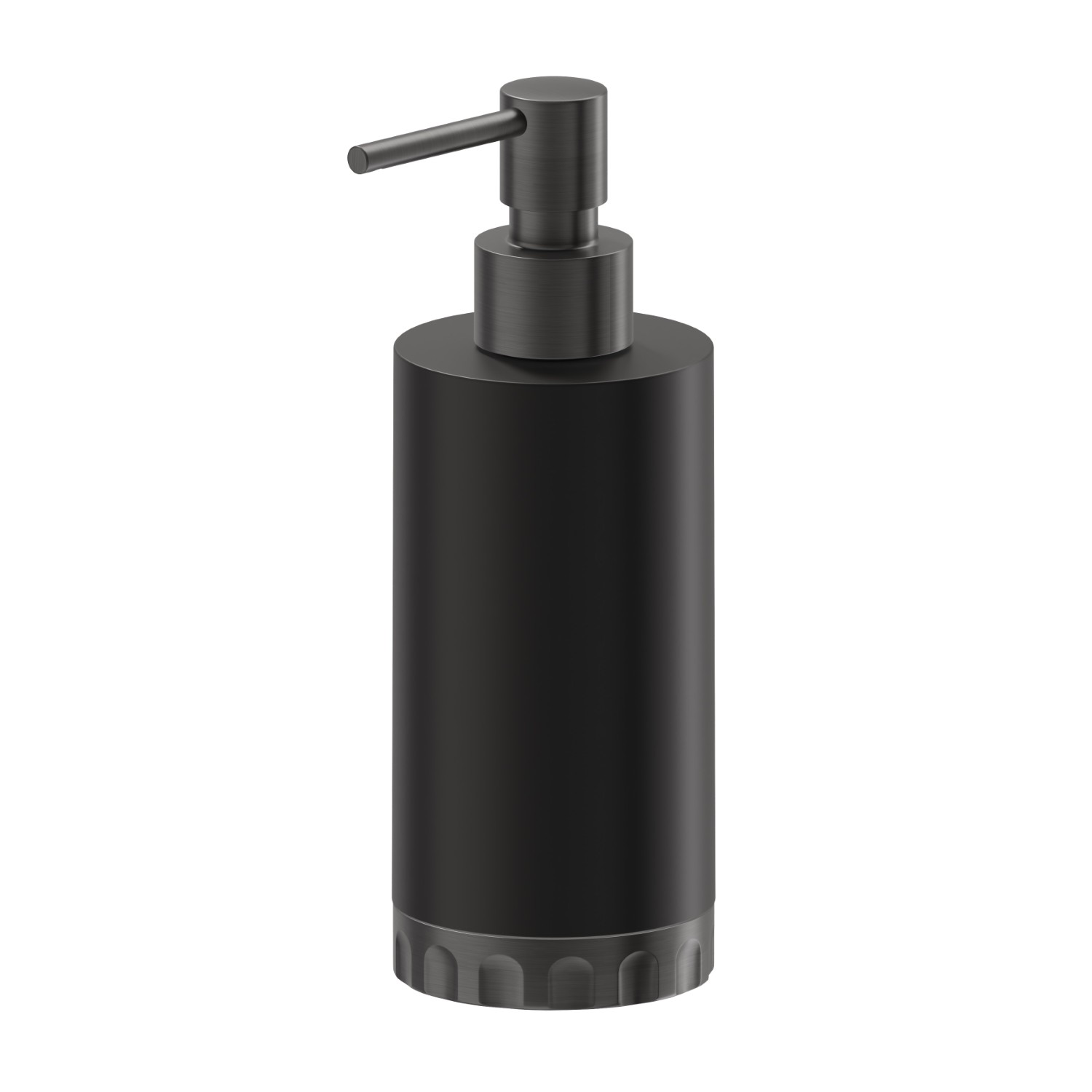 Freestanding soap dispenser. Black resin - finish PVD Brushed Gun Metal