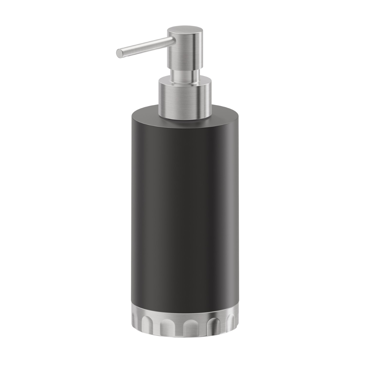 Freestanding soap dispenser. Black resin - finish PVD Brushed steel