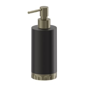 Dosa sapone da appoggio. Resina Nera - finitura PVD Brushed Pale Gold