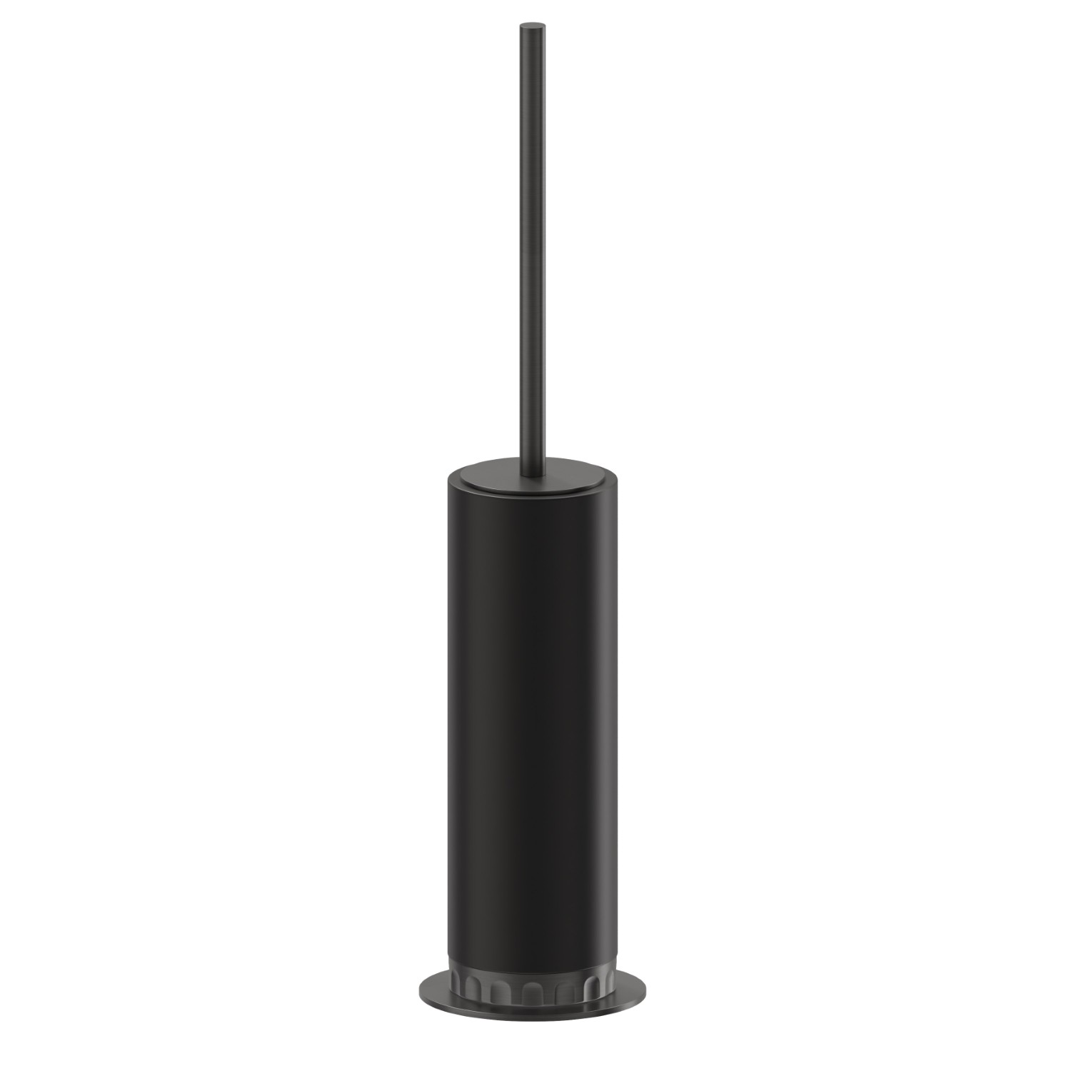 Porta scopino da appoggio con scopino. Resina Nera - finitura PVD Brushed Gun Metal