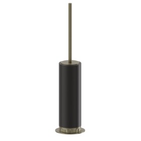 Porta scopino da appoggio con scopino. Resina Nera - finitura PVD Brushed Pale Gold