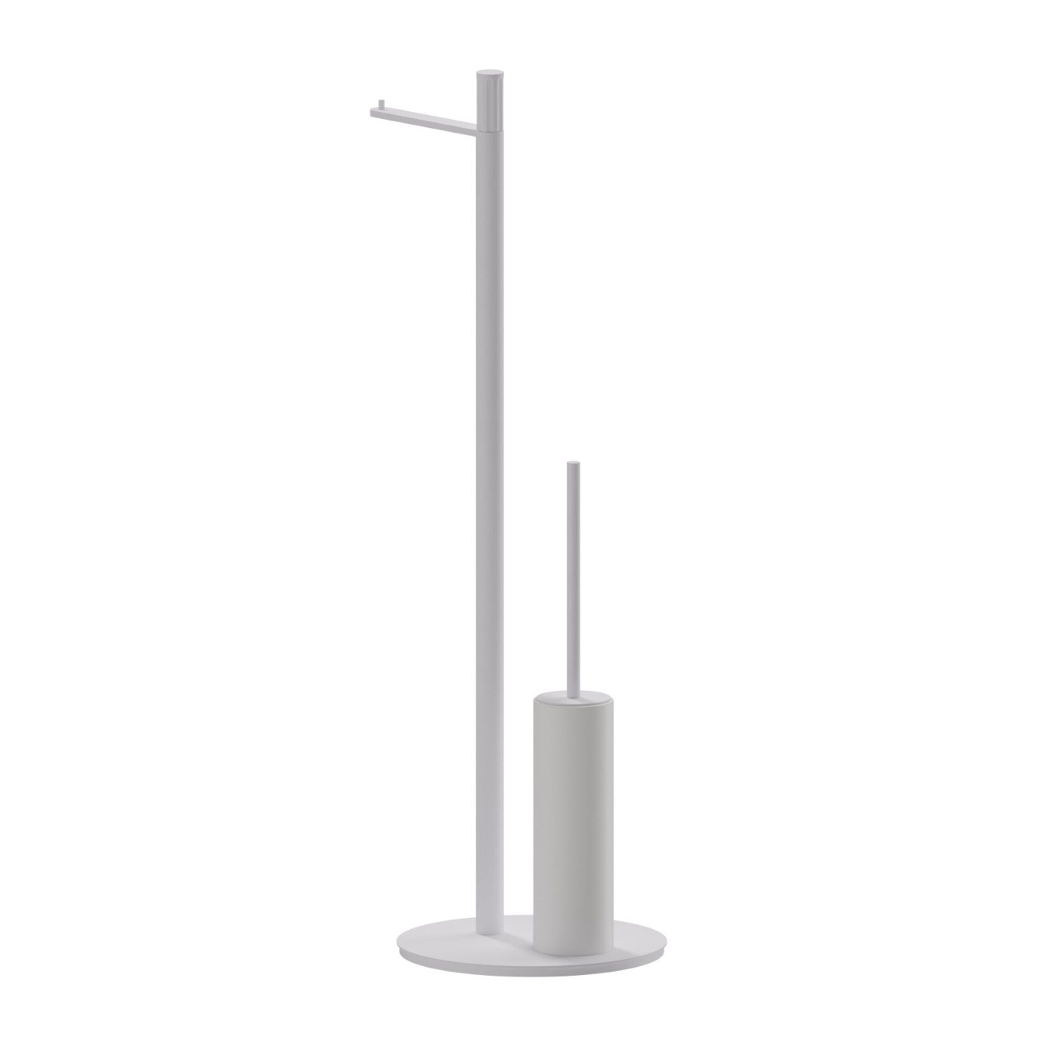 Porte-papier et porte-brosse de toilet sur pied. Résine blanche - finition Matt White