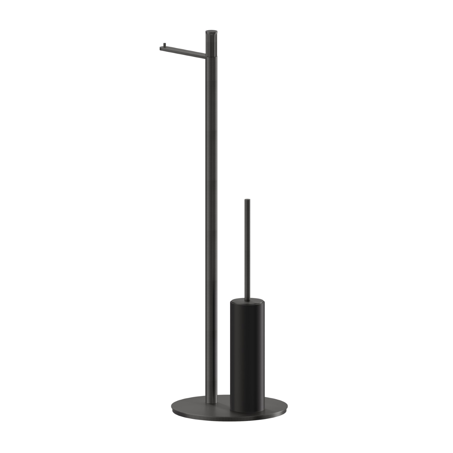 Porte-papier et porte-brosse de toilet sur pied. Résine noire - finition PVD Brushed Gun Metal