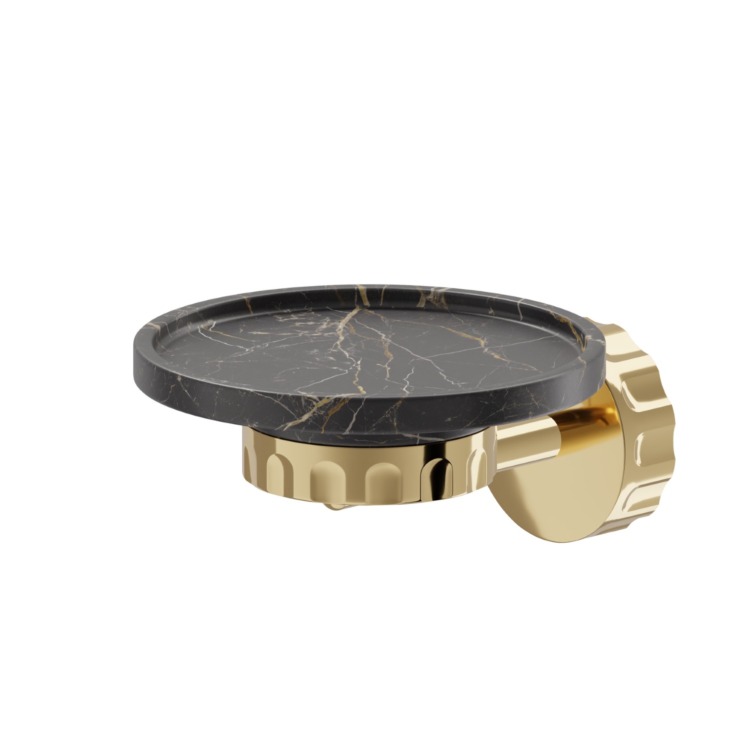 Wall-mounted soap dish. Black marble - finish PVD Glossy Gold