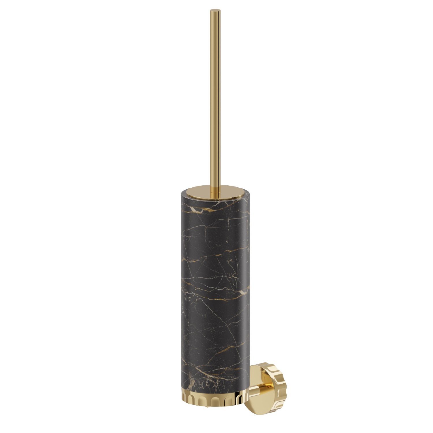 Porta scopino a muro con scopino. Marmo Saint Lauren - finitura PVD Glossy Gold