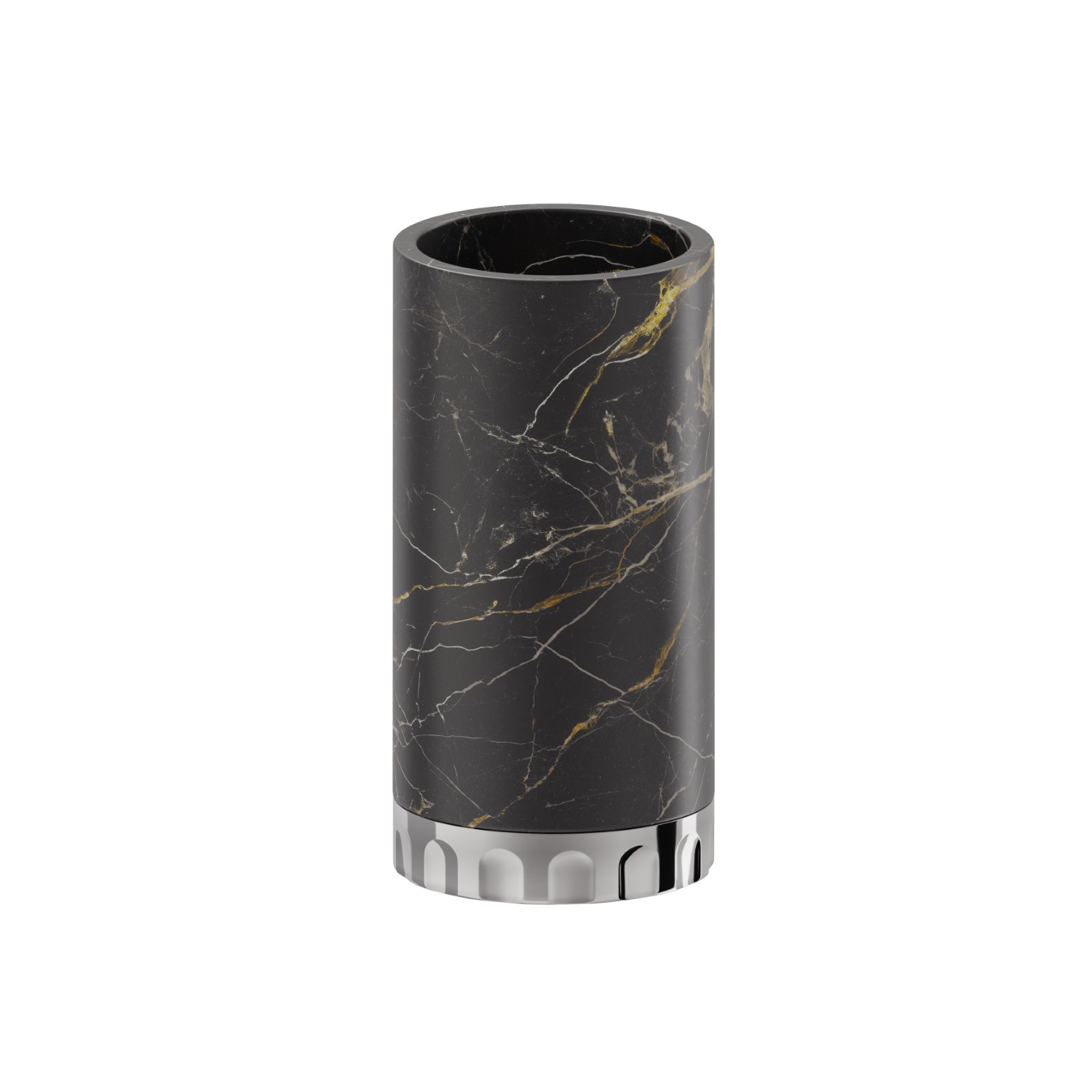 Porte-gobelet. Marbre noir - finition Chrome