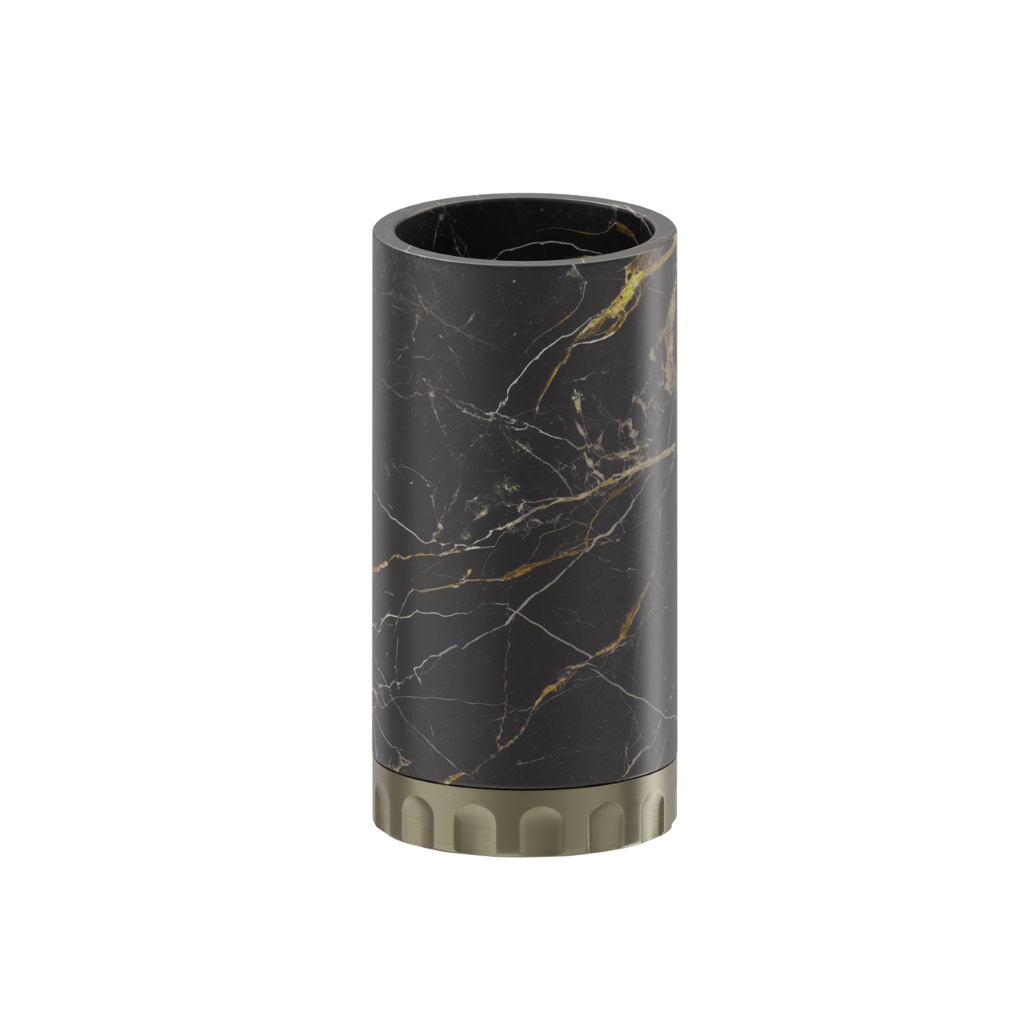 Porte-gobelet. Marbre noir - finition PVD Brushed Pale Gold