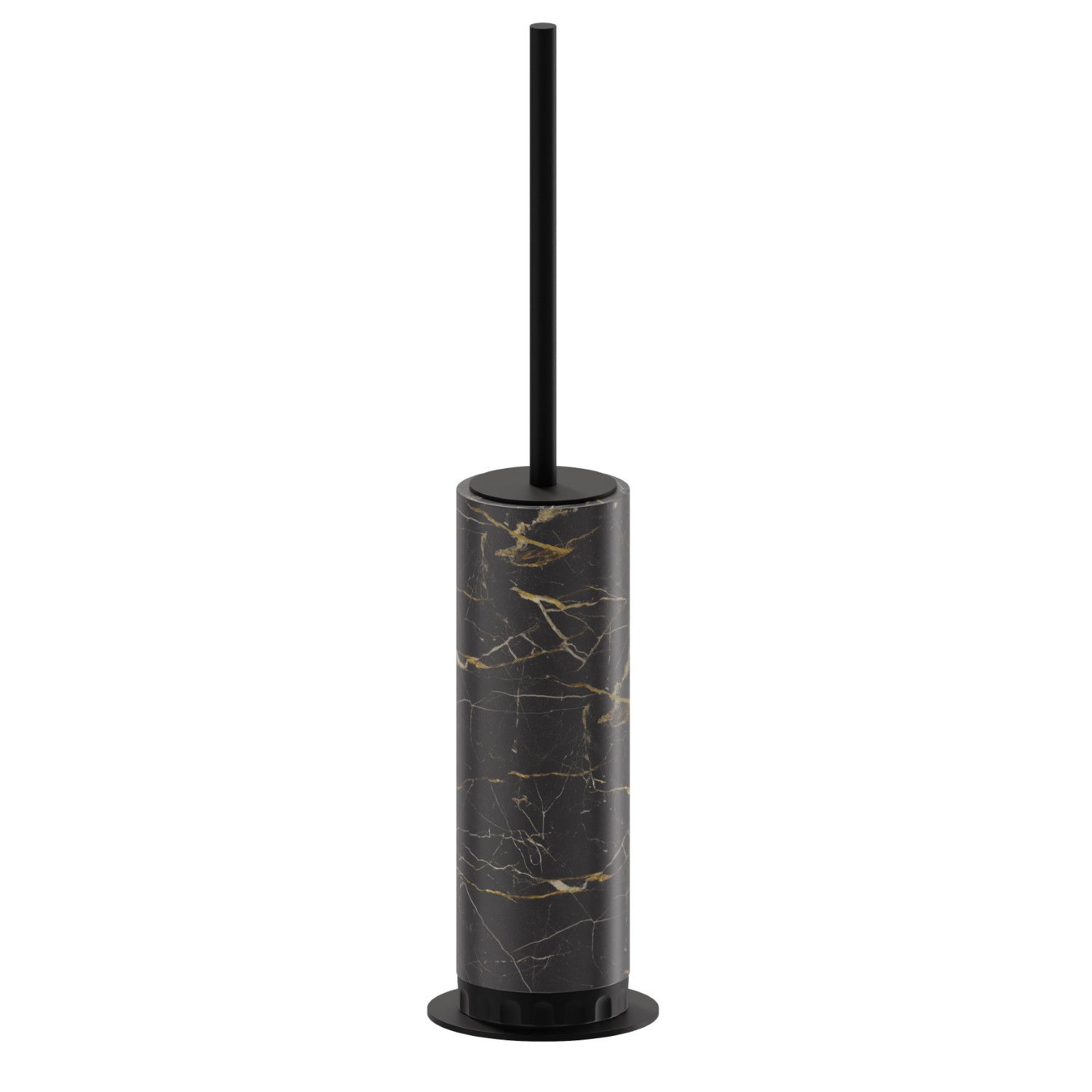 Porte-brosse de toilette sur pied avec brosse. Marbre noir - finition Matt Black
