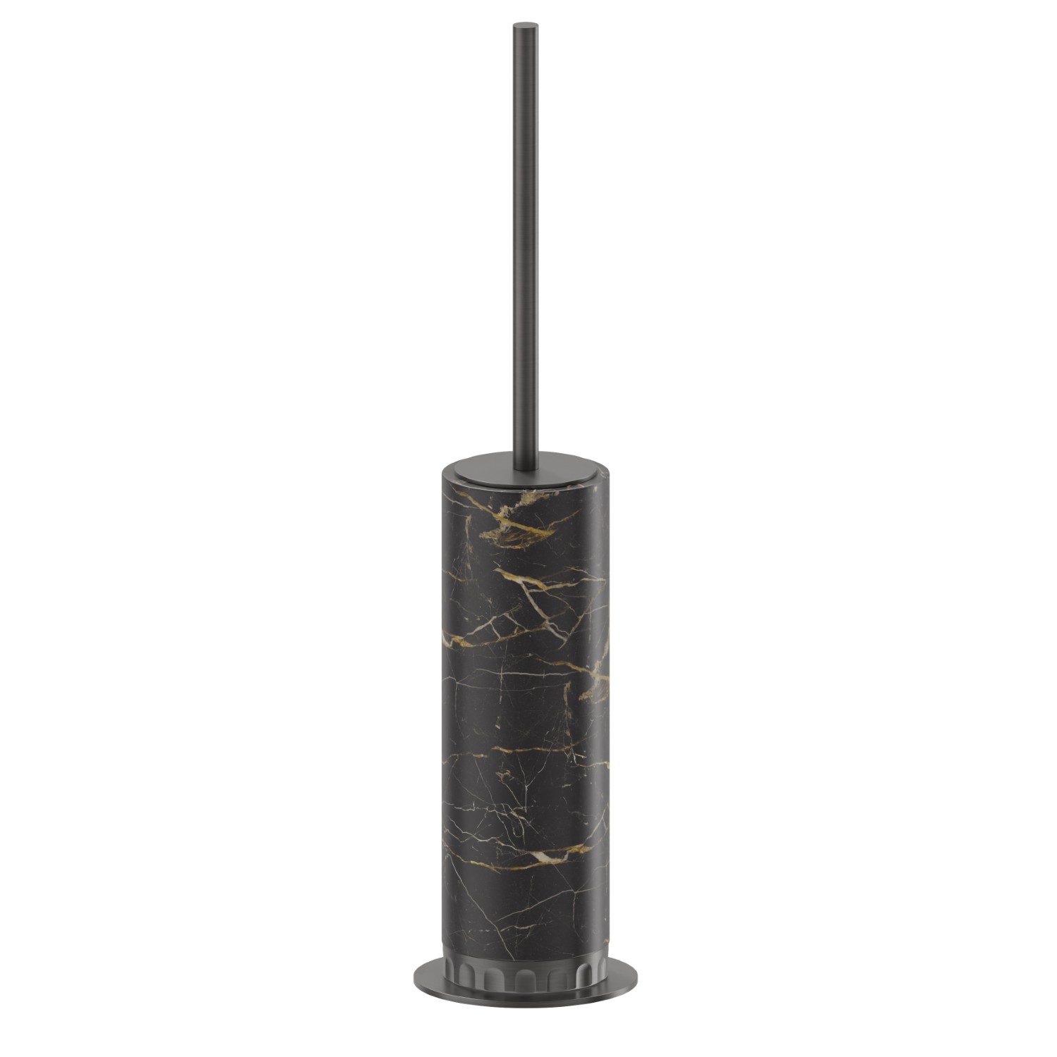 Porte-brosse de toilette sur pied avec brosse. Marbre noir - finition PVD Brushed Gun Metal