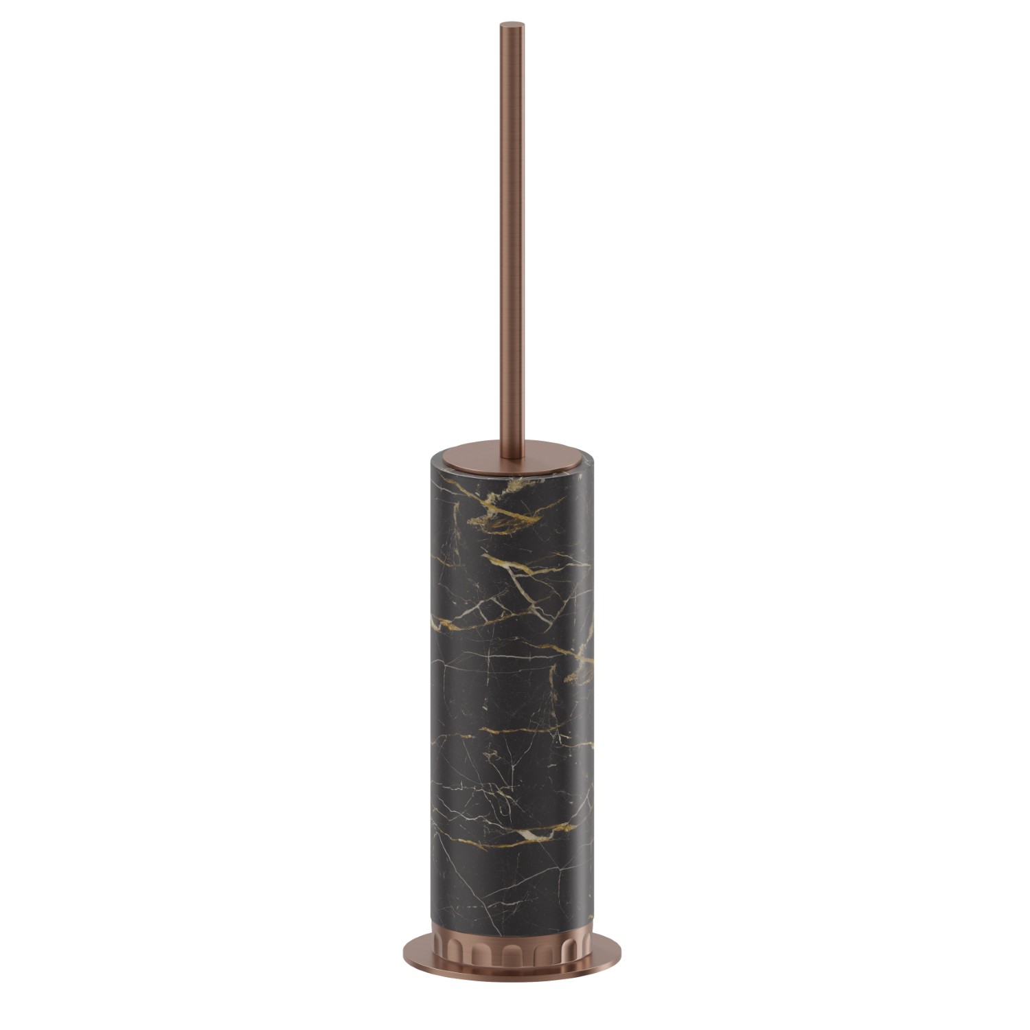 Porte-brosse de toilette sur pied avec brosse. Marbre noir - finition PVD Brushed Copper Bronze