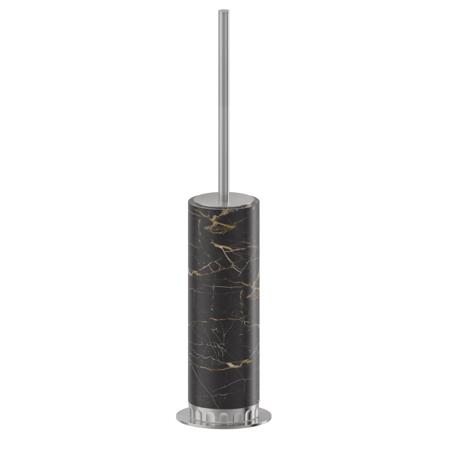 Porte-brosse de toilette sur pied avec brosse. Marbre noir - finition PVD Brushed Pale Gold