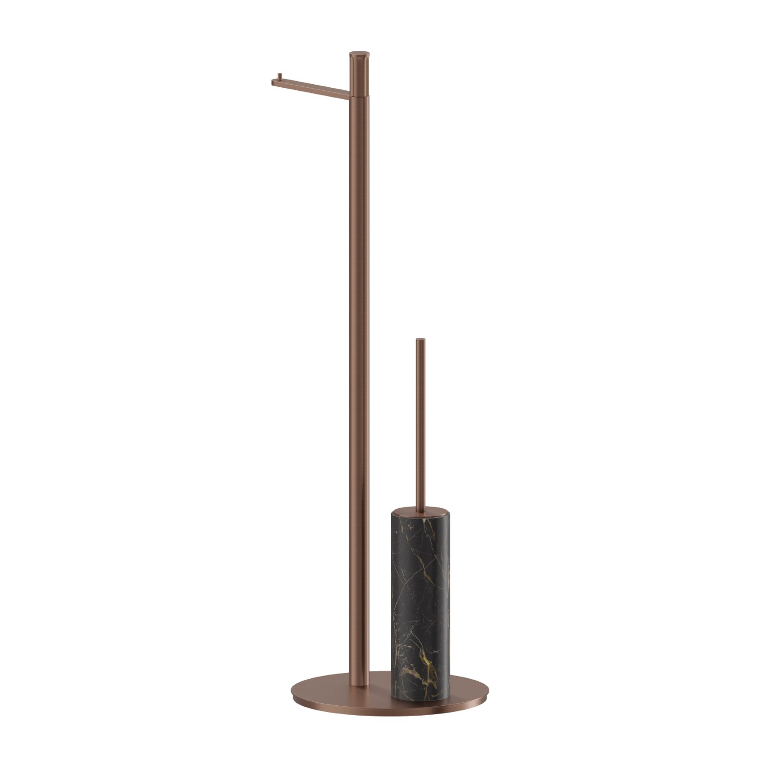Piantana porta rotolo e porta scopino. Marmo Saint Lauren - finitura PVD Brushed Copper Bronze