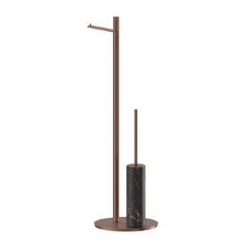 Piantana porta rotolo e porta scopino. Marmo Saint Lauren - finitura PVD Brushed Copper Bronze