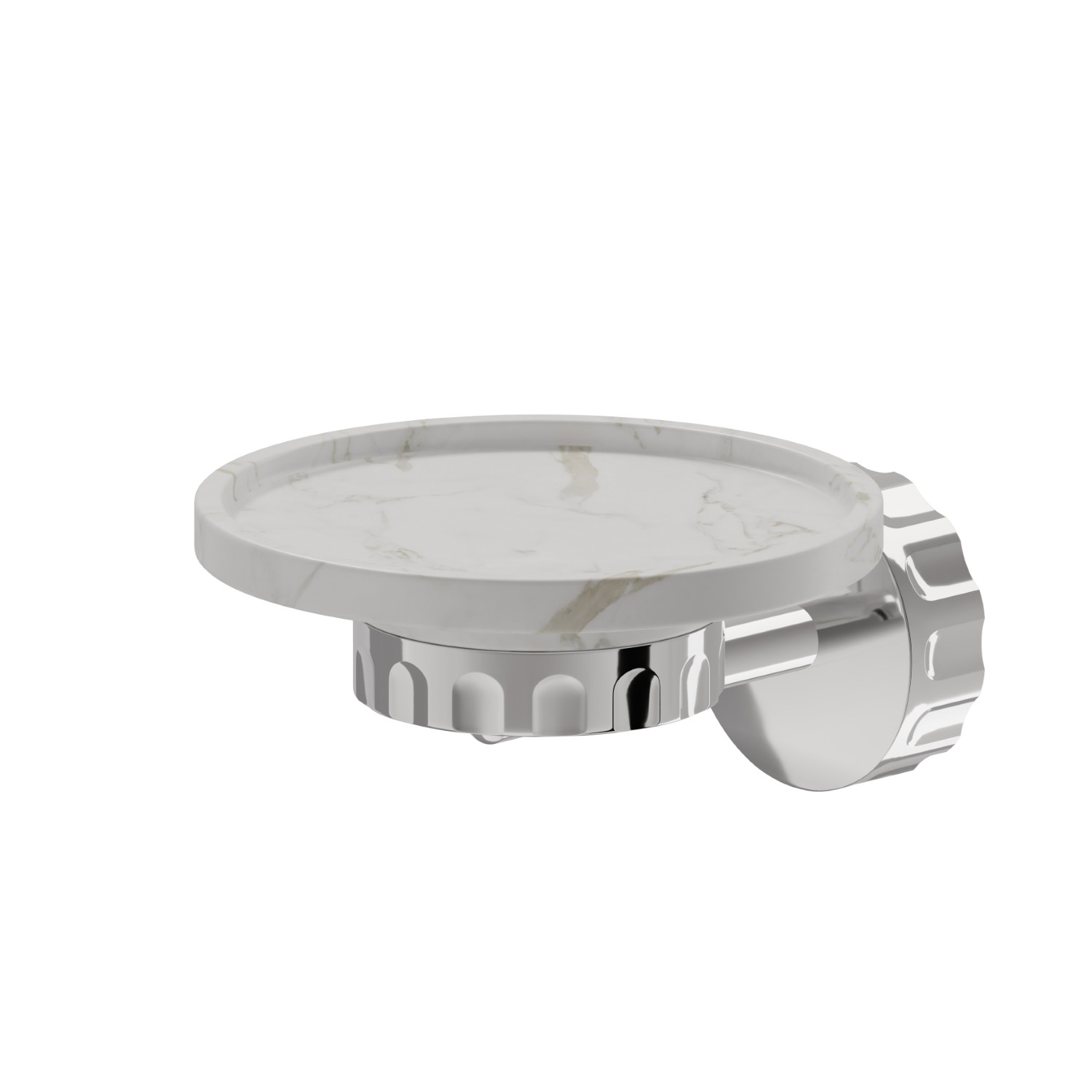 Wall-mounted soap dish. White marble - finish Chrome