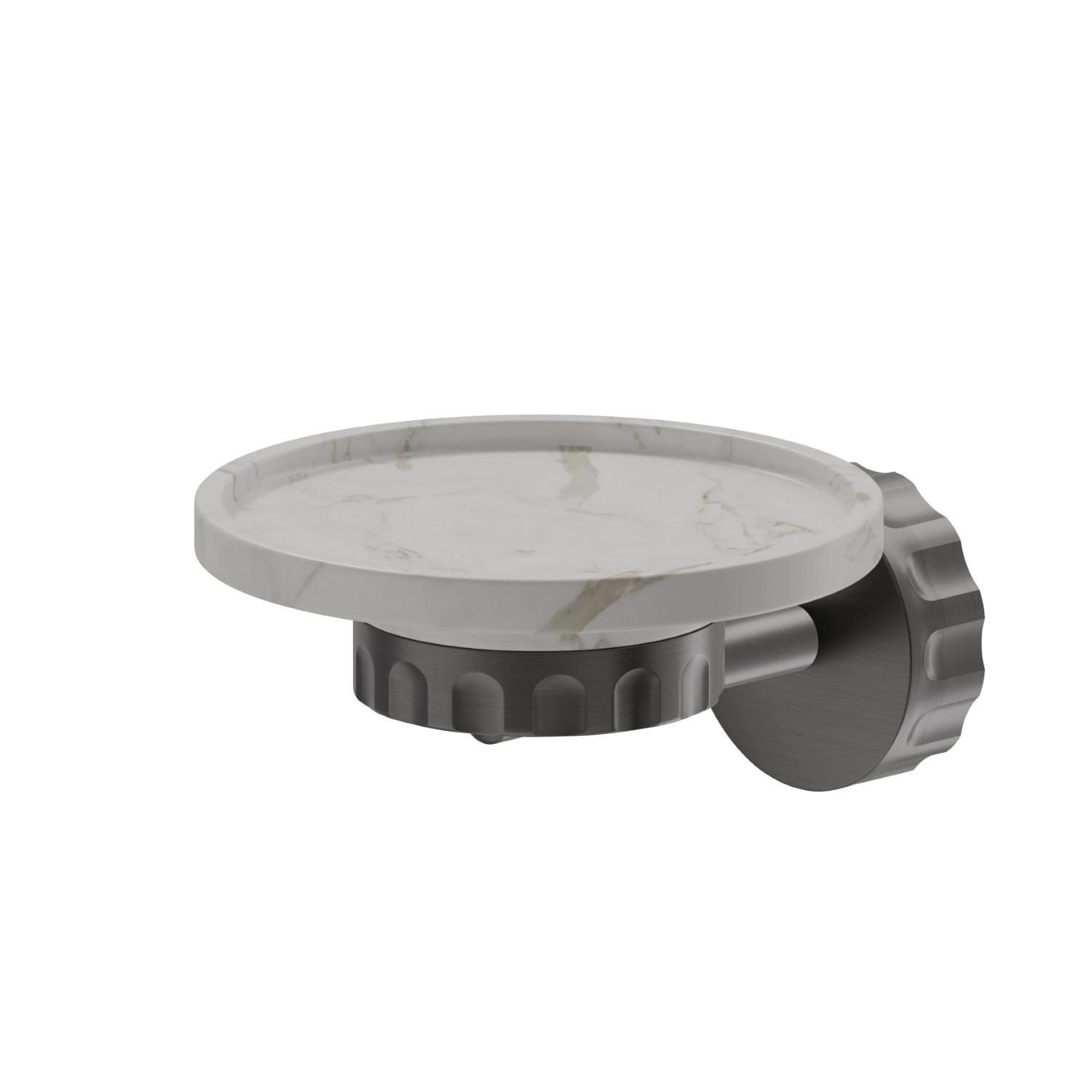 Wall-mounted soap dish. White marble - finish PVD Brushed Gun Metal