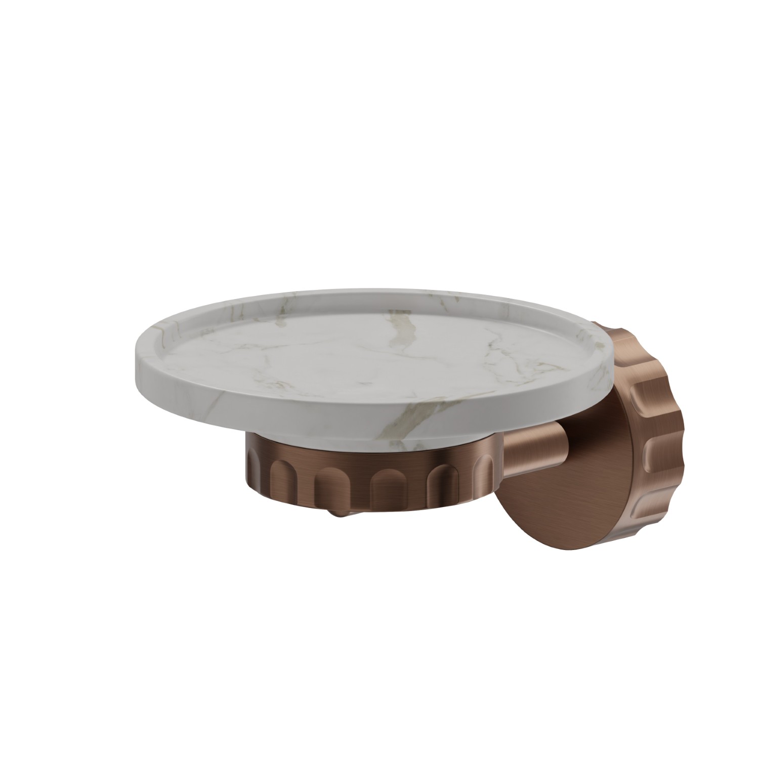 Wall-mounted soap dish. White marble - finish PVD Brushed Copper Bronze